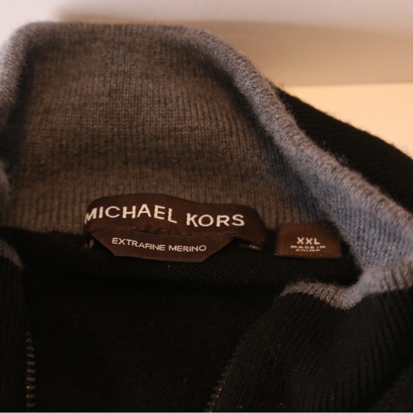 Michael Kors Extra Fine Merino Wool Quarter Zip Sweater Black XXL - Picture 12 of 14